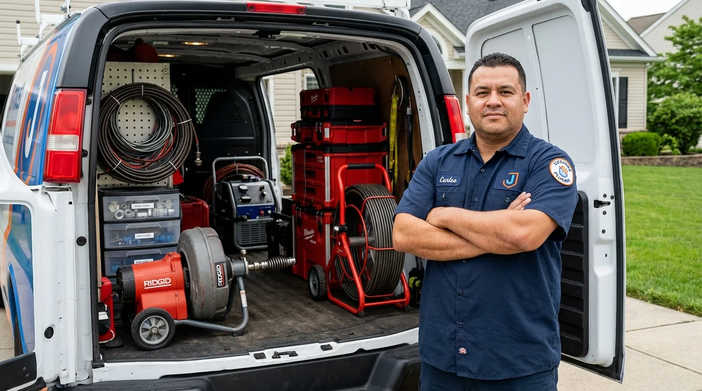 Professional drain cleaning equipment and Johns Plumbing LLC plumber in Oak Hill